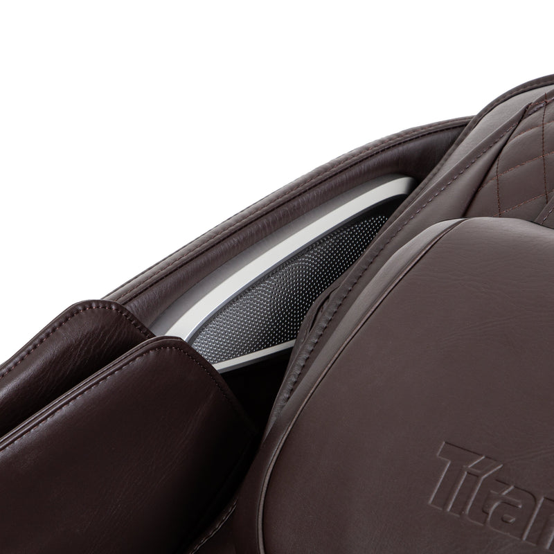 Premium high-fidelity surround sound bluetooth speakers integrated into the headrest.